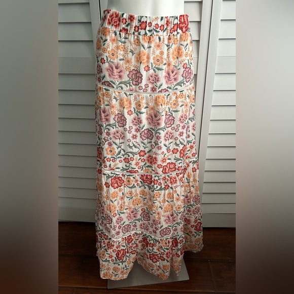 Anthropologie | Laia teka tiered floral maxi skirt size XL - Picture 5 of 11
